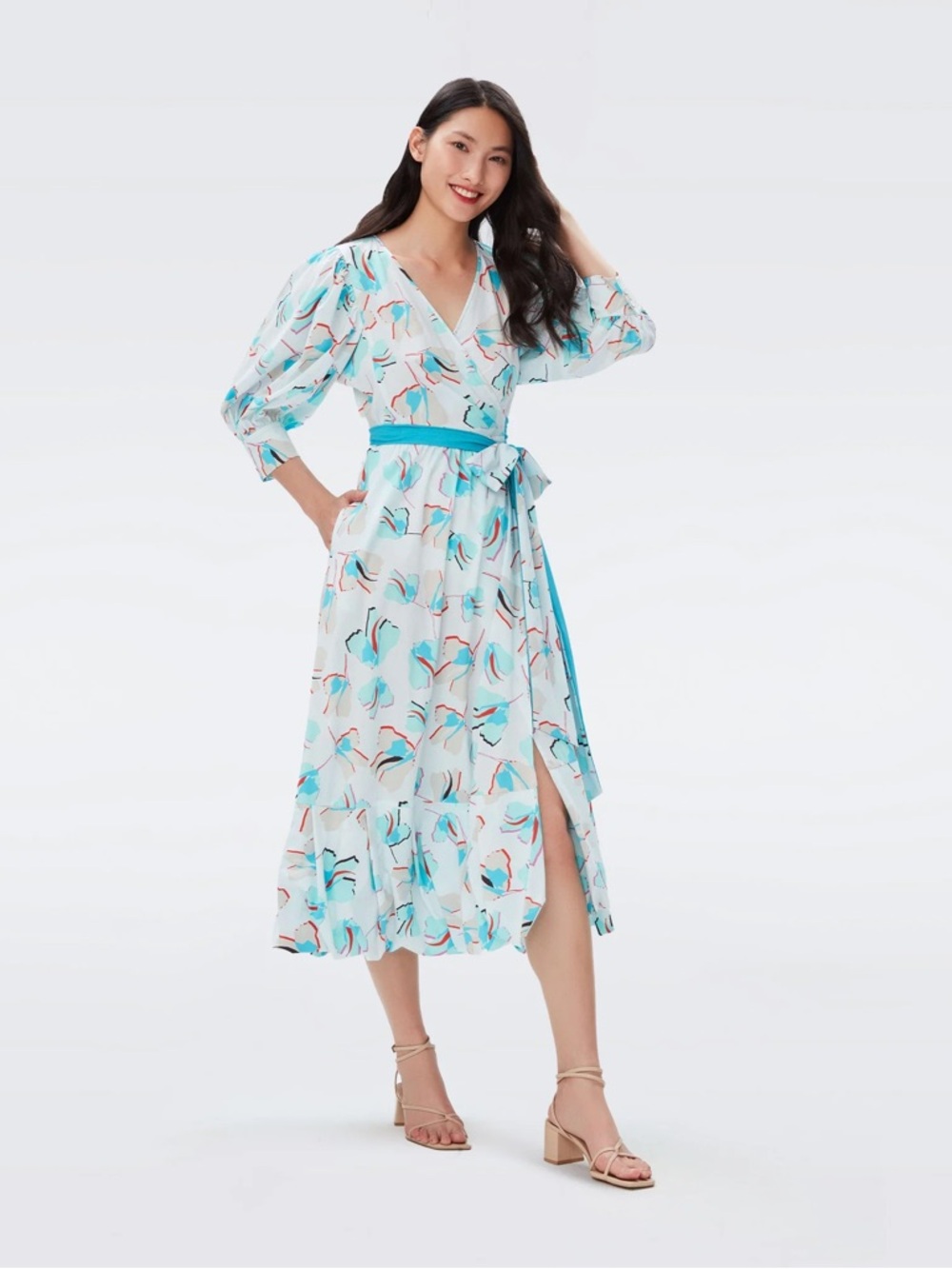 DVF Roxanna Floral Wrap Midi Dress Size 6 Pockets - Picture 11 of 16
